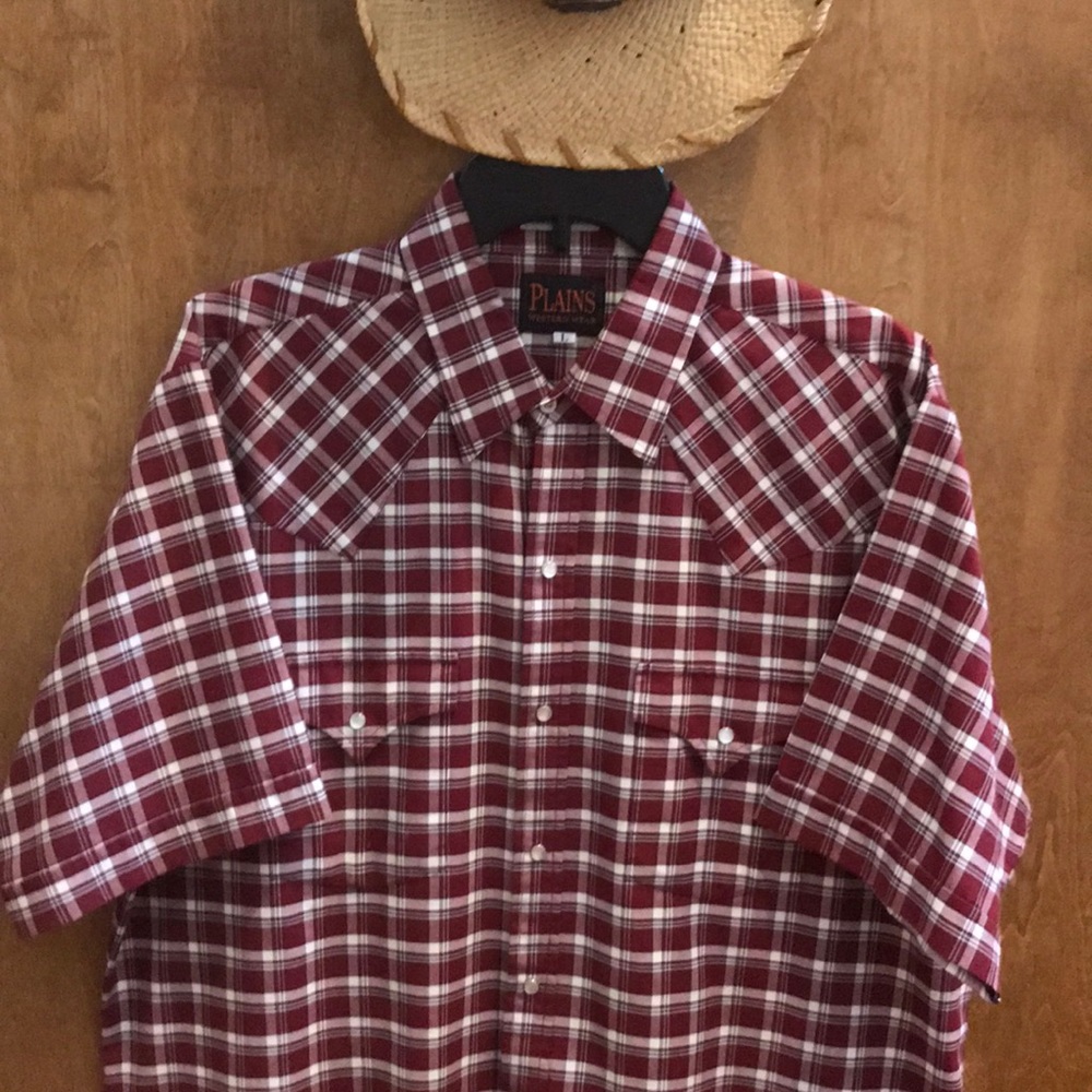 Plains Western Wear Pearl Snap Plaid SS Shirt